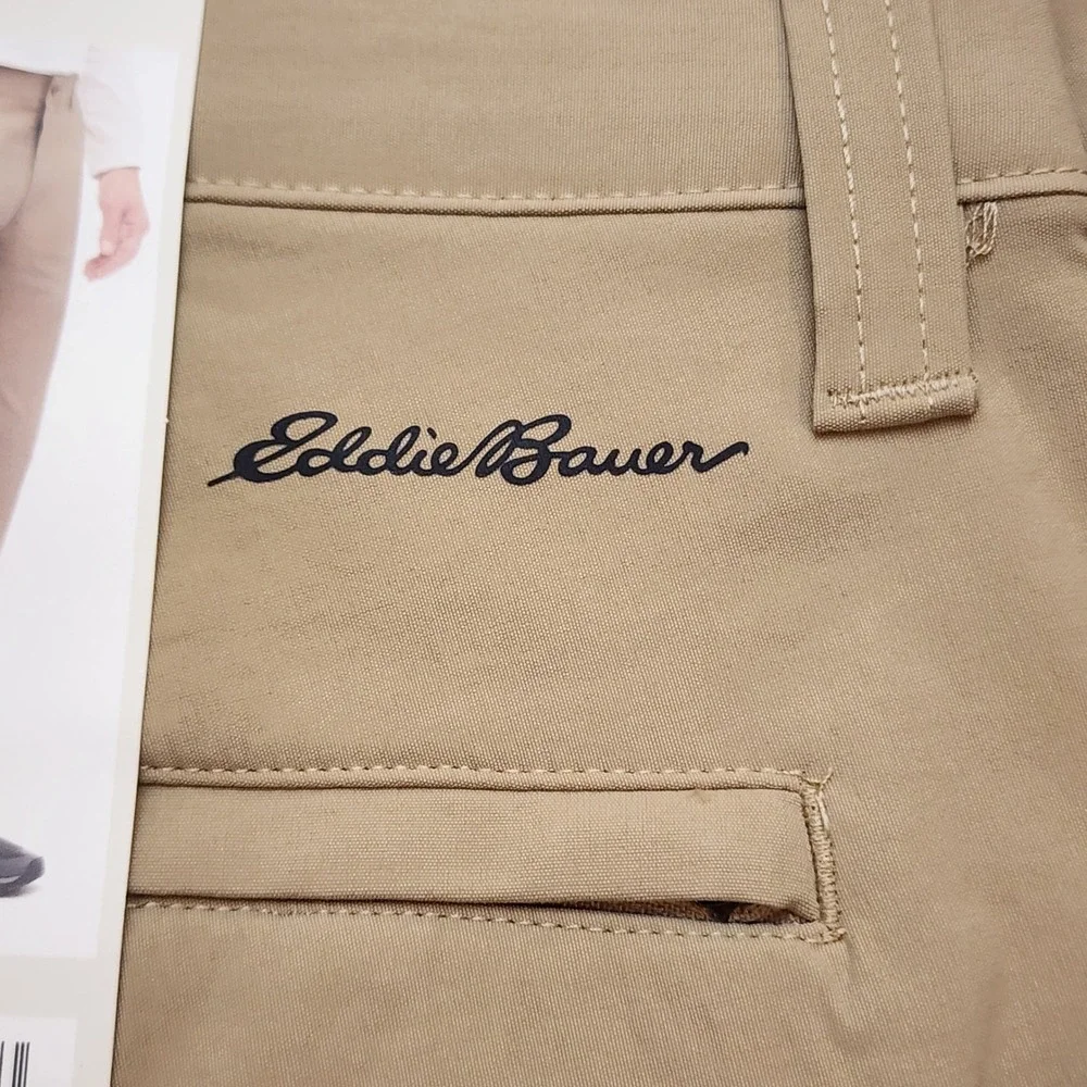 Eddie Bauer Mens Tech Chino Pant Khaki Water Resistant 36x32 NWT